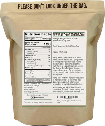 Anthony's Organic Hemp Seed Protein, 1