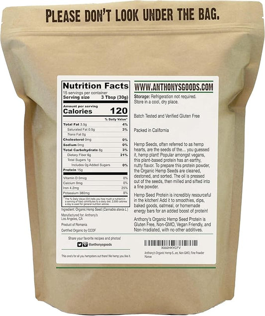 Anthony's Organic Hemp Seed Protein, 1