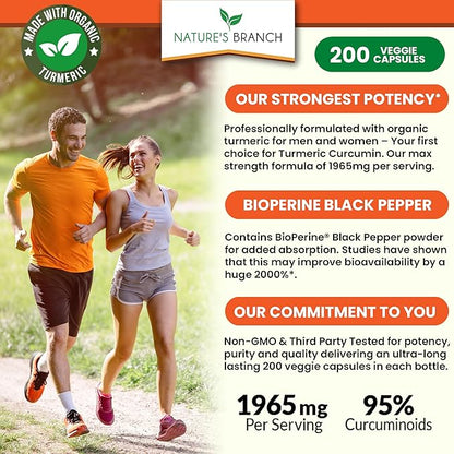 Turmeric Curcumin with Black Pepper BioPerine 𝟮𝟬𝟬 𝗖𝗔𝗣𝗦𝗨𝗟𝗘𝗦 1965mg Joint