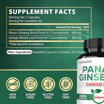 1000mg Korean Red Panax Ginseng and 60 Vegan