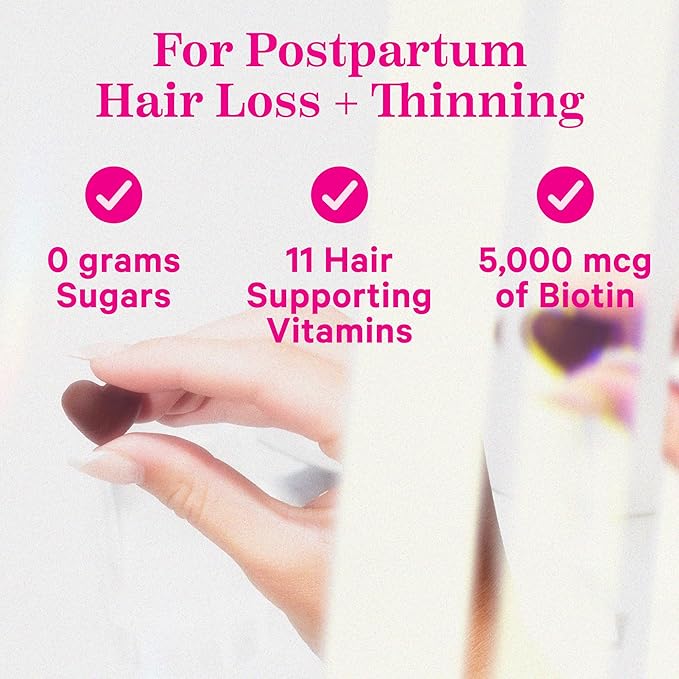 Pink Stork Postpartum Hair Loss Gummies B6 & B12 for 60 Gummy