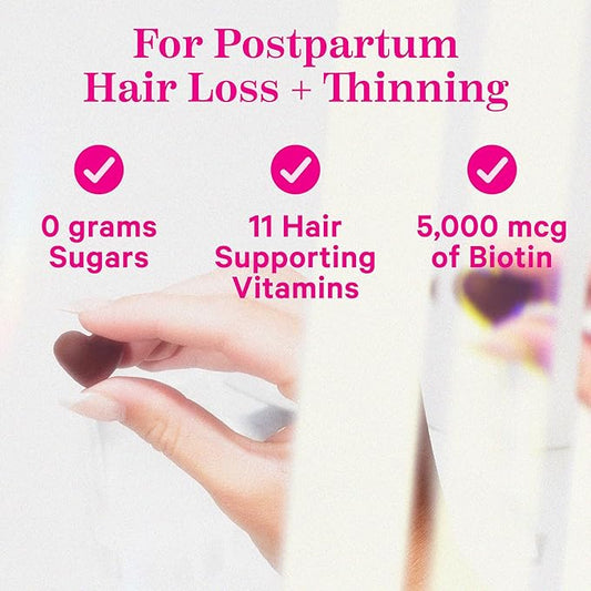Pink Stork Postpartum Hair Loss Gummies B6 & B12 for 60 Gummy