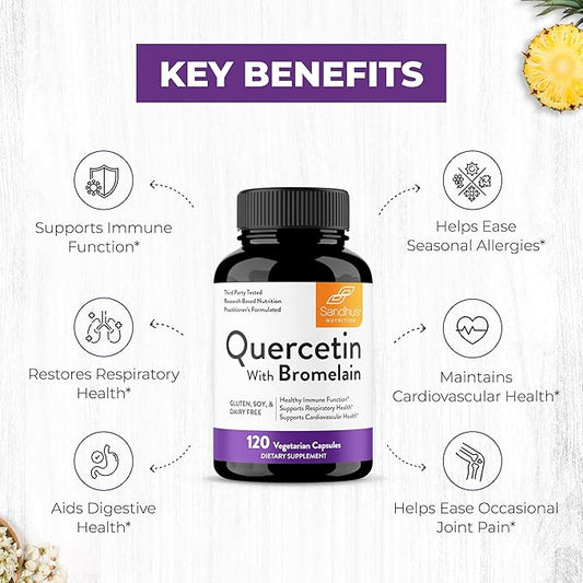Sandhu's Quercetin with Bromelain 1000mg Per 120 Count