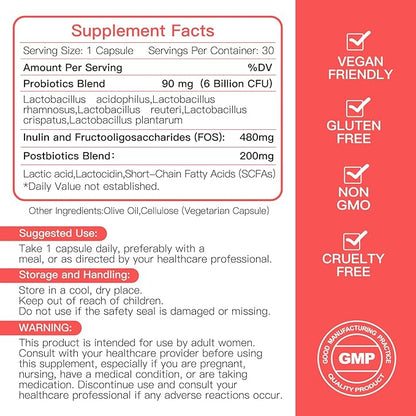Vaginal Probiotics for Women pH Balance Flora,30 Servings