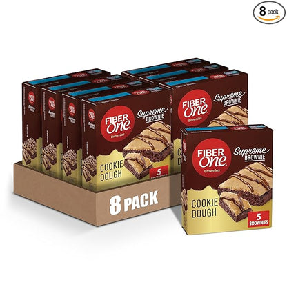 Fiber One Supreme Brownies, Cookie Dough, Snack Bars, 1.13 oz, 5 ct (Pack of 8)