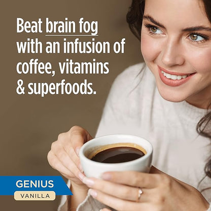 Genius Vanilla Keto Coffee Pods by VitaCup w/MCT Oil, Turmeric, B Vitamins, & D3 for Energy & Focus in Recyclable Single Serve Pod Compatible with K-Cup Brewers Including Keurig 2.0, 64 CT