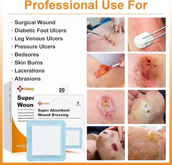 Carbou 4"x 4" Super Absorbent Wound 20 Individual