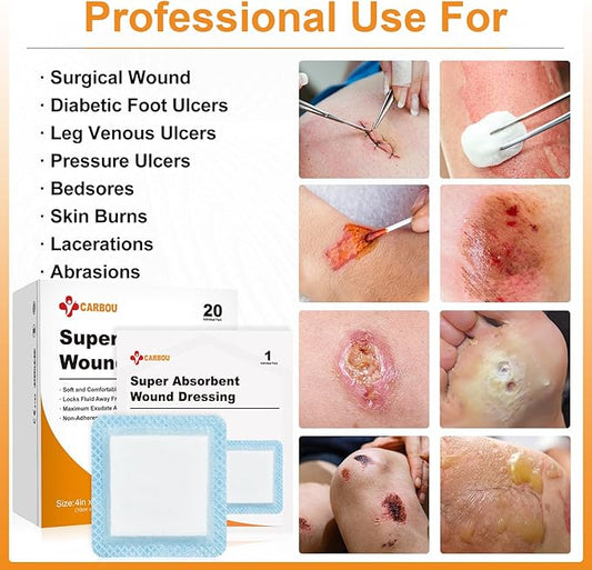Carbou 4"x 4" Super Absorbent Wound 20 Individual