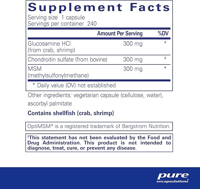 Pure Encapsulations Glucosamine Chondroitin with MSM 240 Capsules