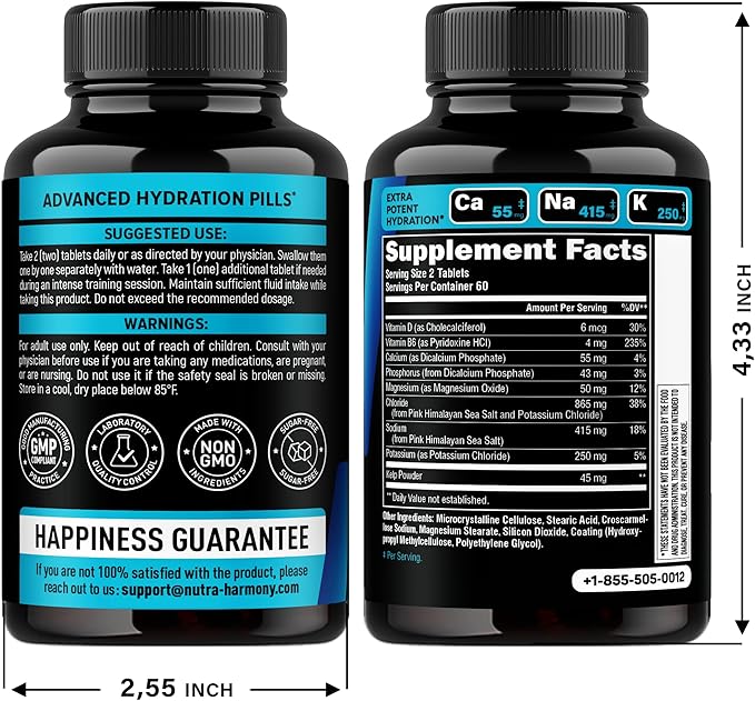 Electrolytes - Electrolyte Tablets with Magnesium, Sodium, Potassium, Chloride, Vitamins D3 & B6, Kelp Powder - Salt Pills - Made in USA - Oral Tablets as Capsules - Vegan & Keto Friendly - 120 Tabs