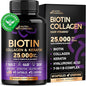 Biotin | Collagen | Keratin | 25000 mcg B1 | B2 | B3 | B6 | B7 - 60 Capsules