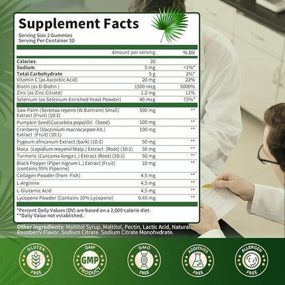 15 in 1 Saw Palmetto for Men & Women, 500mg Saw Palmetto Extract Gummies, Prostate Health Supplements for Men, Unisex DHT Blocker, for Hair, Urinary Wellness, Hormonal, Energy Support, 2 Pack
