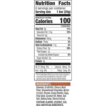 Ratio Soft Baked Bars, Chocolate Brownie, 1g Sugar, Keto Friendly, 5.34 oz (6 Bars)