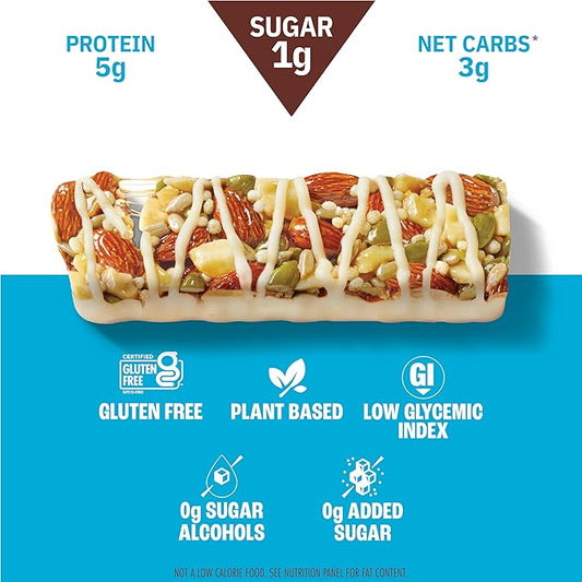 Munk Pack Keto Snack Bars, Macadamia White Chocolate - Low Carb Nut Bar with 6g Protein, 1g Sugar with Allulose - Gluten Free & Low Glycemic - 12 Count