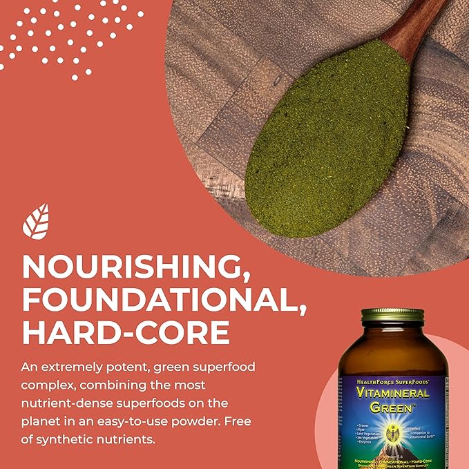 HealthForce SuperFoods Vitamineral Green - Mineral Supplement for Immune & Thyroid Support - Green Powder Supplement with Ingredients from The Land - Gluten-Free & Vegan - 300 Grams