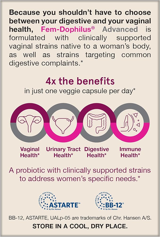 Jarrow Formulas Fem Dophilus Probiotics for Women - 10 Billion CFU, Female Vaginal Probiotics, Vaginal, Urinary Tract and Digestive Support, 30 Capsules
