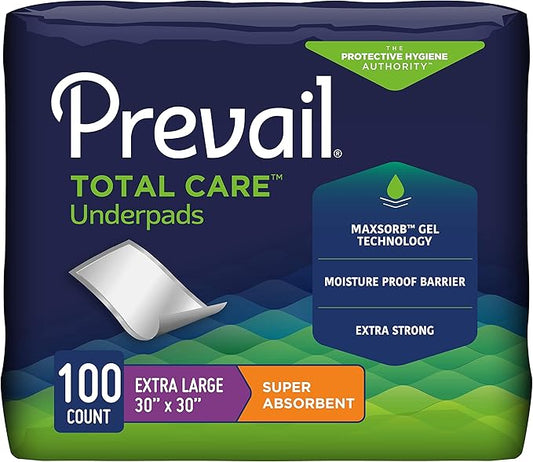 Prevail Incontinence Underpads 30" X 30", 100 100 Count (10 Packs 10)