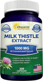 aSquared Nutrition Milk Thistle Supplement 1000mg-200 4X Concentrated 4:1 Milk 1000 mg