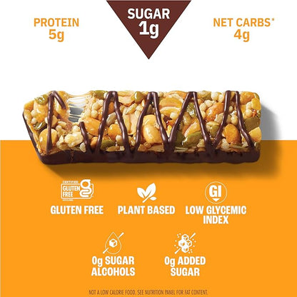 Munk Pack Keto Snack Bars, Peanut Butter Dark Chocolate - Low Carb Nut Bar with 5g Protein, 1g Sugar with Allulose - Gluten Free & Low Glycemic - 12 Count