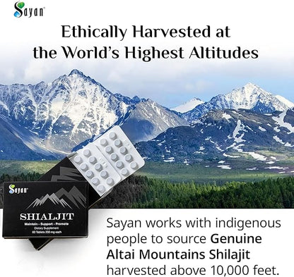 Sayan Shilajit Pure Organic Black Resin (60 Tablets, 1-2 Month