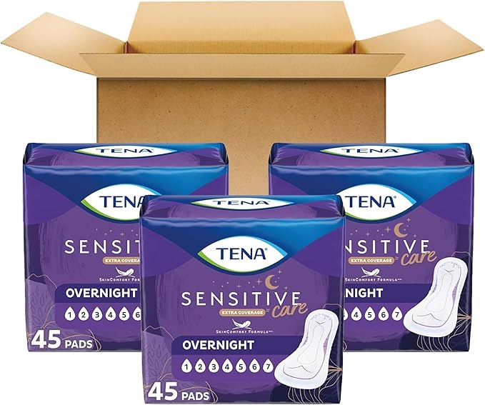 TENA Intimates Overnight Incontinence Pads 135 Count (3 Packs 45)