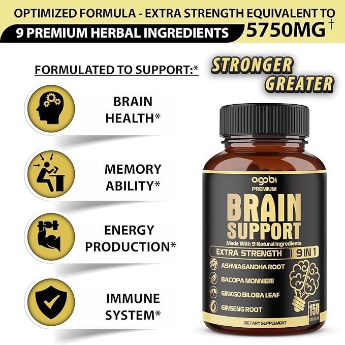 9in1 Brain Support Supplement 5750 Mg 150 Capsules 5 Months