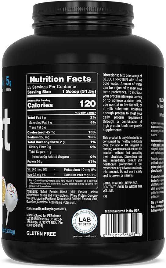 PEScience Select Low Carb Protein Powder, Cake Pop, 55 Serving, Keto Friendly and Gluten Free