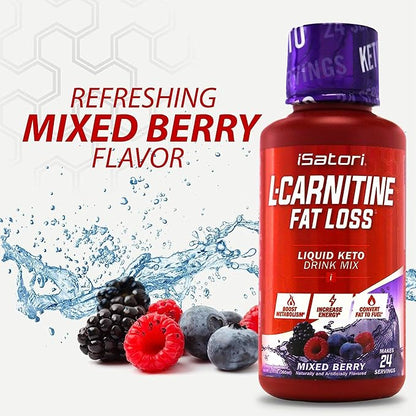 iSatori L-Carnitine 1500, Liquid L-Carnitine with Acetyl L-Carnitine, L-Carnitine L-Tartrate, Stimulant Free Energy, No Calories, Sugar, Gluten, Keto-Friendly, Mixed Berry Flavor (24 Servings)