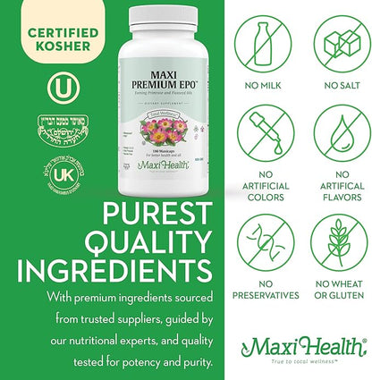 Maxi-Health Evening Primrose and Flax Seeds 3 6 6 9 9 Supplements 180 Count