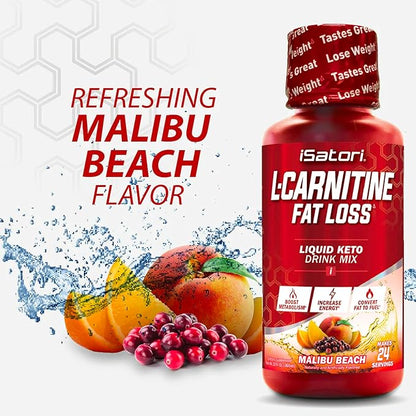 iSatori L-Carnitine 1500, Liquid L-Carnitine with Acetyl L-Carnitine, L-Carnitine L-Tartrate, Stimulant Free Energy, No Calories, Sugar, Gluten, Keto-Friendly, Malibu Beach Flavor (24 Servings)