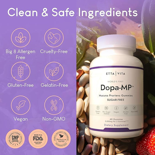 World's First Sugar-Free Mucuna Pruriens Gummies, (2000mg/serving), Potent 60ct