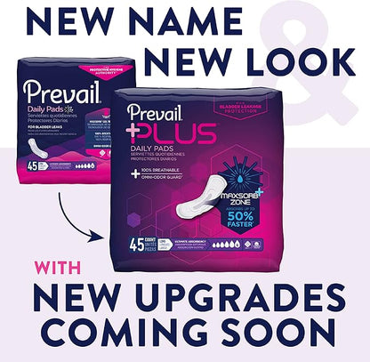 Prevail Plus | Long Length Incontinence 90 Count (2 packs 45)