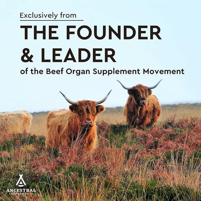 Ancestral Supplements Grass Fed Beef Heart Supplement, 3300mg, CoQ10 Supplement Supports Heart and Mitochondrial Health, Non-GMO, 180 Capsules