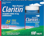Claritin 24hr Non-Drowsy Allergy Relief, Loratadine Tablets 100ct