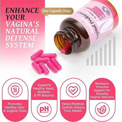 Vaginal Probiotics for Women,40 Billion CFU Promotes pH Balance,Healthy Vaginal Odor & Urinary Tract Health with Organic Prebiotics,Cranberry,60 Capsules