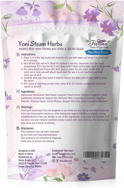 FIVONA Yoni Steam Kit 3-in1 Set - Herbal Therapy - Steaming Herbs Blue Moon Recipe 1.76oz for 2-4 Sessions - Expandable V Steam Seat - Hand Pump - Vaginal Cleansing - PH Balance - Fertility Increase
