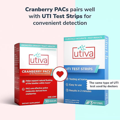 Utiva Cranberry PACs – Clinically Studied Ingredients 36mg PACs Extract - UTI Prevention for Women - Urinary Tract Health – Cranberry Supplement Pills for Bladder Health, 30 Vegi Capsules