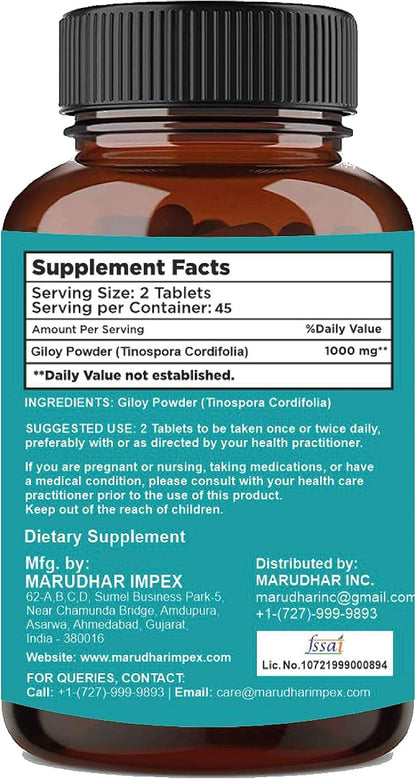 Giloy Tablets by mi Nature 90 Tablets, 1000 mg 45 Days 100% Natural