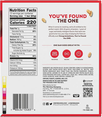 ONE Protein Bars, Peanut Butter Cup, Gluten Free with 20g Protein and 1g Sugar, Pantry Staples, 2.12 oz (12 Count)