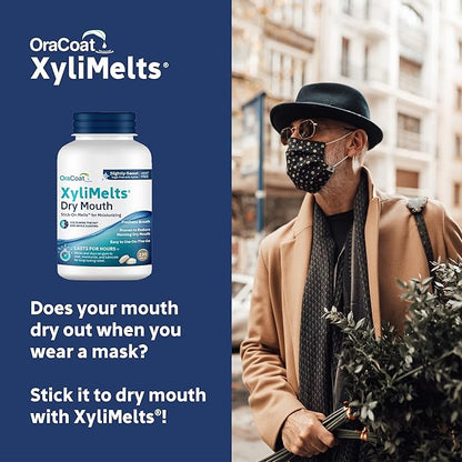 Oracoat XyliMelts Dry Mouth Relief Moisturizing Stick-On-Melts w/Xylitol, 230 Count, Slightly Sweet, Helps Stimulates Saliva for Dry Mouth, Non-Acidic