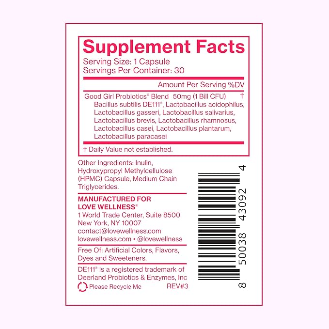 Love Wellness Good Girl Probiotics 30 Count