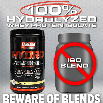 Labrada HYDRO 100% Pure Hydrolyzed Whey 6g BCAA’s, 4.5g Glutamine, 20 Servings