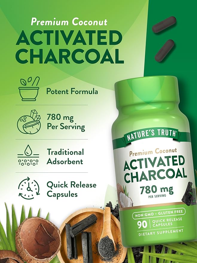 Nature's Truth Activated Charcoal Capsules | 90 Count | Non-GMO & Gluten Free Supplement