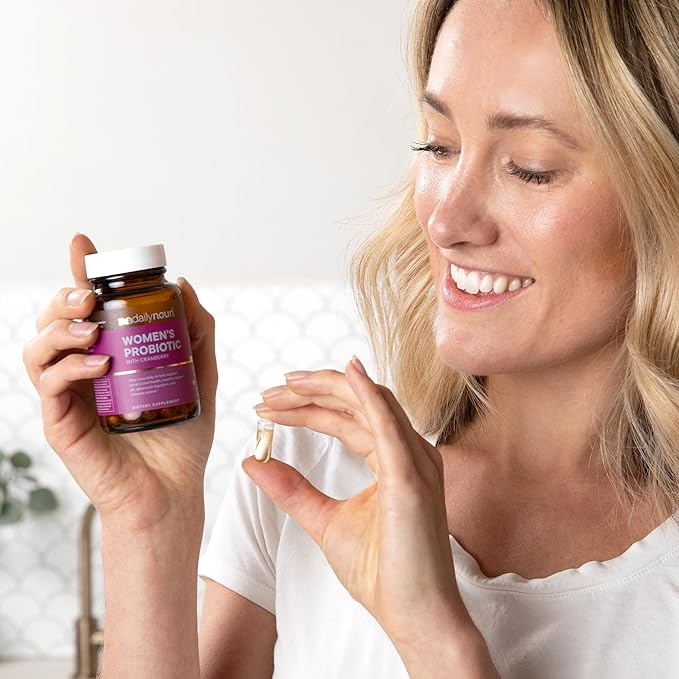 Daily Nouri Women’s Probiotic | Vaginal, Digestive, Immune Health & UTI Support | Whole Cranberry & Vegan Ahiflower Omega Oil | 30-Day Supply
