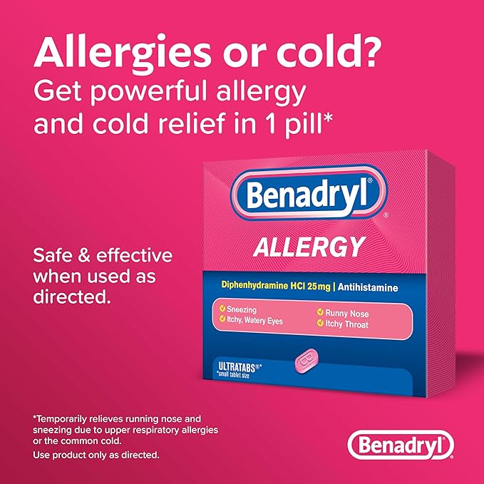 Benadryl Ultratabs Antihistamine Allergy Relief Medicine, 100 ct