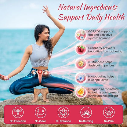 VEV Women’s Vaginal Probiotics + Prebiotics, 60 Billion CFUs, 19 Strains with D-Mannose, Cranberry, Supports Digestive, Vaginal and Feminine Wellness, Easy to Swallow, 120 Capsules (60-Day Supply)