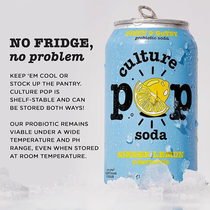 Culture Pop Soda, Zesty & Tarty Variety Pack, Probiotic Low Sugar Soda, Sparkling Juice Alternative, Non-GMO, Kosher, Gluten-Free, No Stevia (12pk)