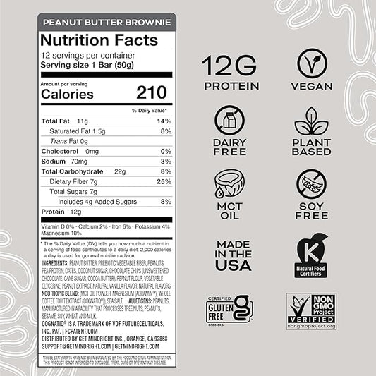 Mindright Superfood Vegan Protein Bar 12 (Peanut