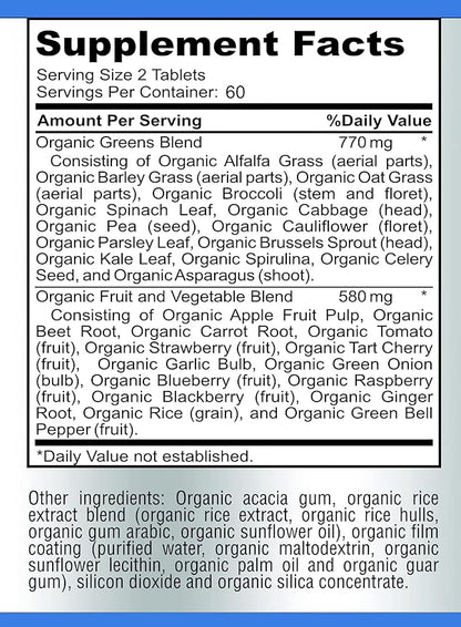 Fruit and Veggie Superfood Greens 120 Tablets 28 Fruits 120 Tablets