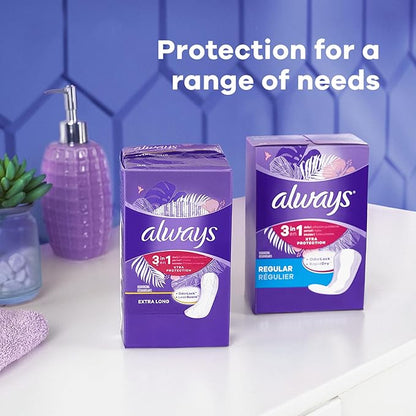 Always 3-in-1 Xtra Protection, Daily Liners 48 Count 3 Packs (144 Count